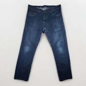 Dearborn Blue Dark Wash Denim Jeans Slim Fit Stretch 36x29